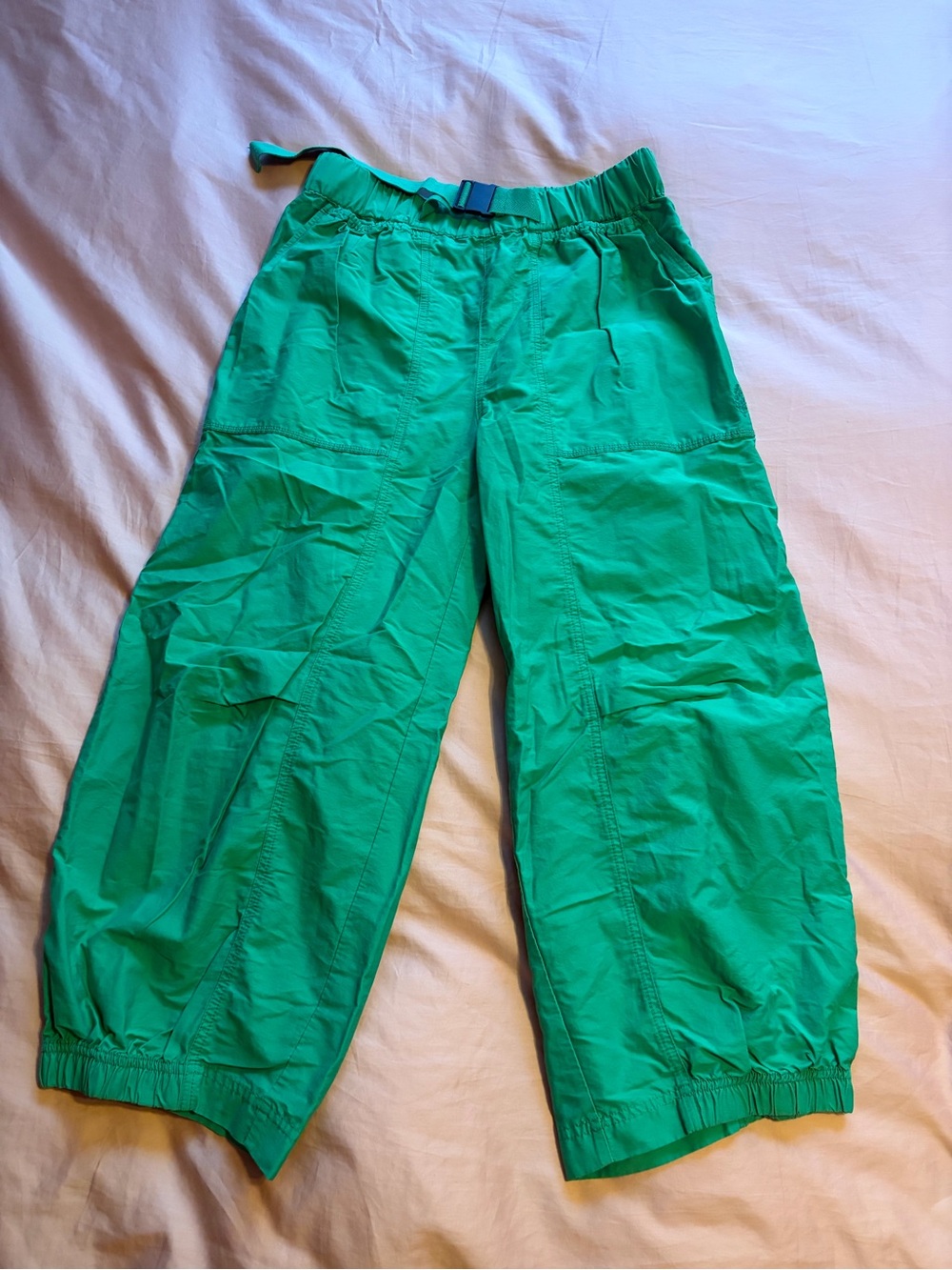 Free People Wide Leg Cargo Pants in Bright Green